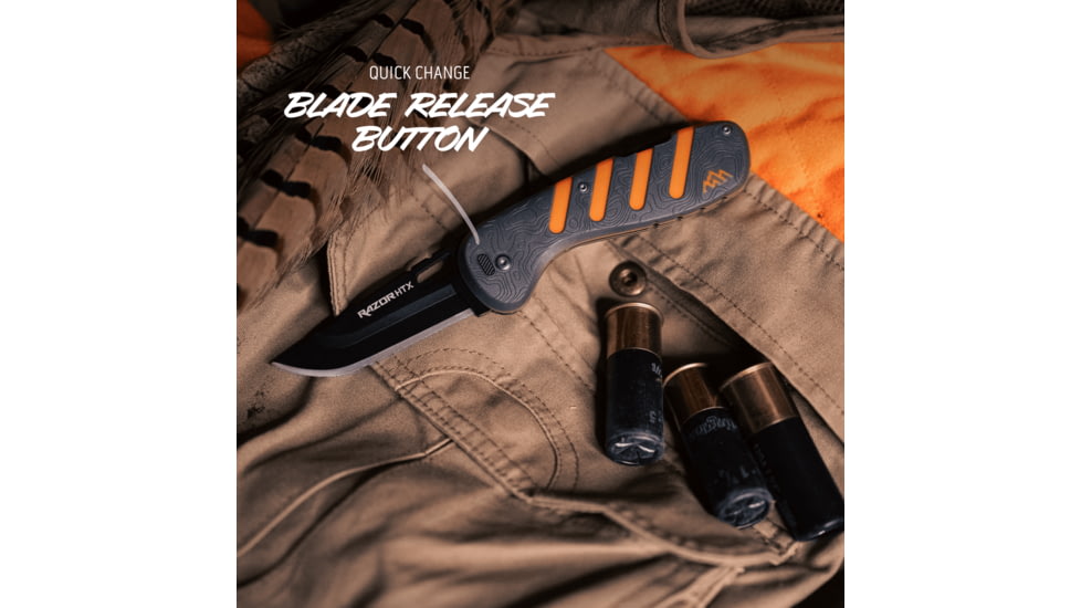 Outdoor Edge Cutlery RAZOR HTX 3in Folding Knife w/ Blade Pod, Gray/Orange, One Size, HTX30Y6C