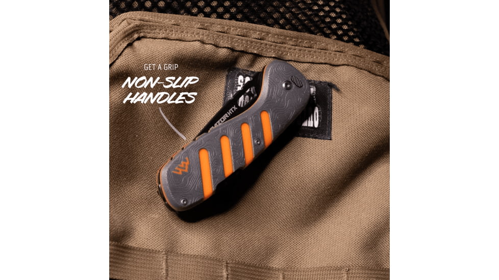 Outdoor Edge Cutlery RAZOR HTX 3in Folding Knife w/ Blade Pod, Gray/Orange, One Size, HTX30Y6C