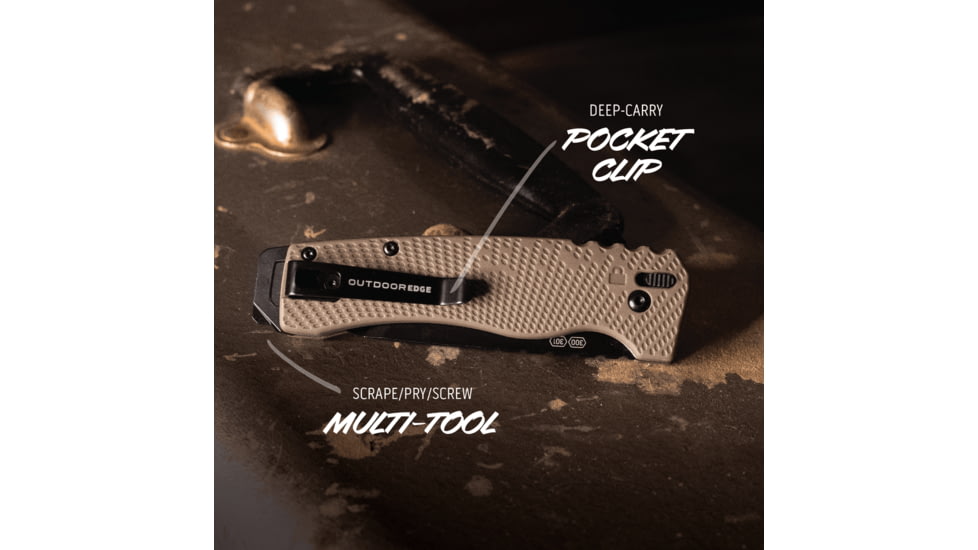 Outdoor Edge Cutlery RAZOR XD1 3in Heavy Duty Folding Knife, EDC, Tan/Black, Sheepfoot, One Size, XD130AC