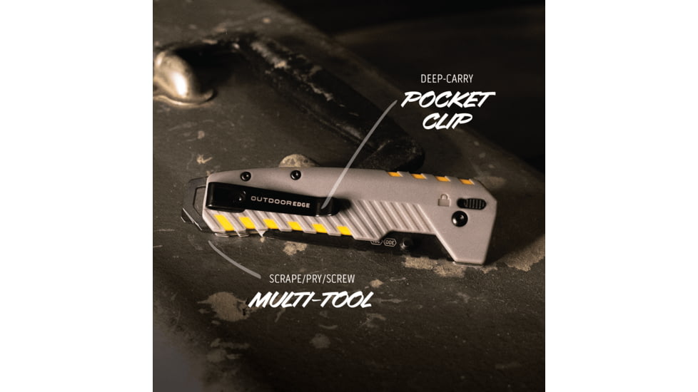 Outdoor Edge Cutlery RAZOR XD2 3in Heady Duty Folding Knife, EDC, Gray/Yellow, Black, One Size, XDS230AC