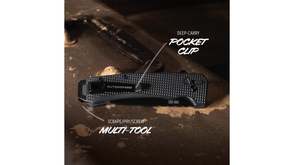 Outdoor Edge Cutlery RAZOR XD3 3in EDC Folding Knife, Charcoal, Sheepfoot, One Size, XDS330AC