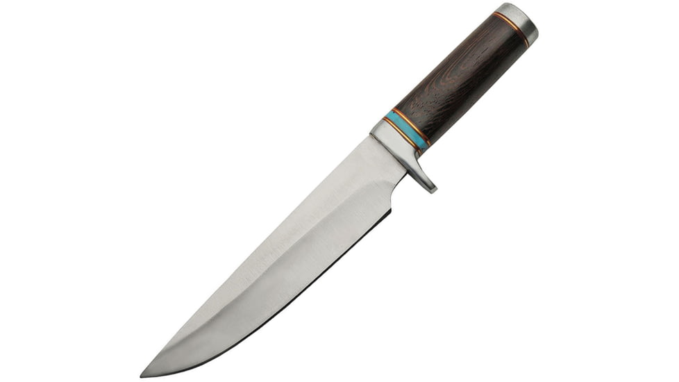 Pakistan Bowie Knife, 8 satin finish stainless blade, Brown wood handle, 203418