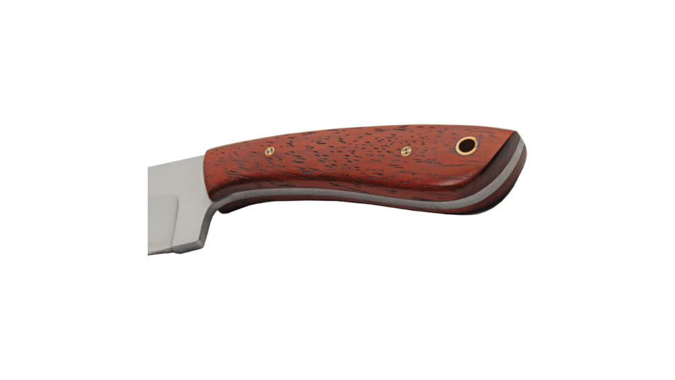 Pakistan Mahogany Skinner Knife, 7in Overall, 3in Satin Stainless Steel Blade, Mahogany Wood Handle, Brown Leather Belt Sheath, 203487