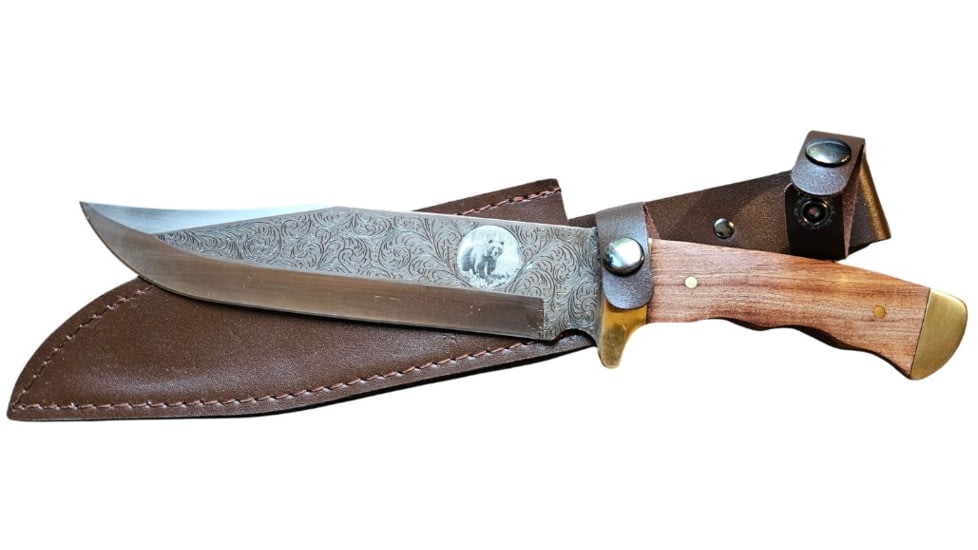 Paladin Full-Tang Bowie 14in Fixed Blade Knife, Clip Point, Rosewood, Brass Guard Handle, PE-14BK-2044