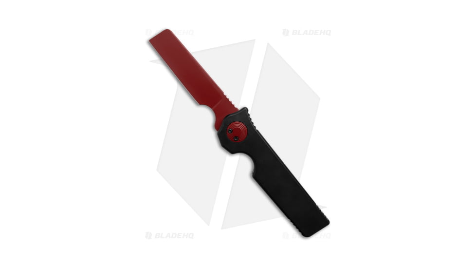 Paragon Krazor Gravity Folding Knife, 4.00in, CPM S35VN Stainless Steel, Cleaver Blade, Aluminum Black Handle, Red/Black, 9.50in, BHQ-189002