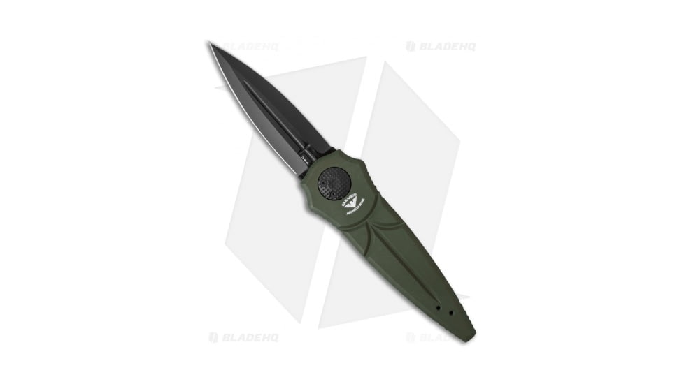 Paragon Warlock Enchanter Folding Knife, 3.875in, CPM S30V, Dagger Blade, Aluminum OD Green Handle, Cross Black, Black/OD Green, 9.375in, BHQ-34472