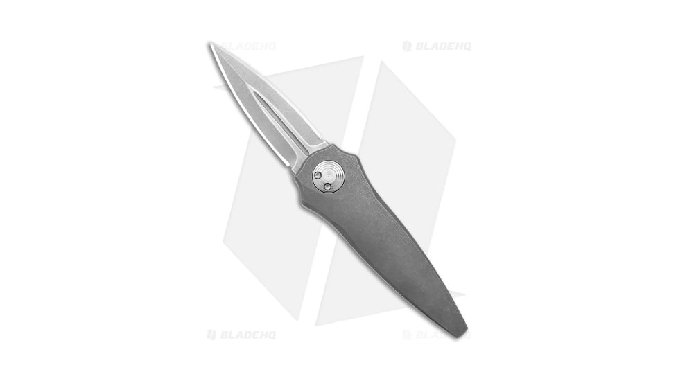 Paragon Warlock Enchanter Folding Knife, 3.875in, CPM S35VN Stainless Steel, Dagger Blade, Titanium Gray Handle, Line Milled Titanium, Gray/Steel/Gray, 9.375in, BHQ-174494