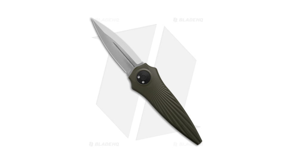 Paragon Warlock-X Folding Knife, 3.875in, CPM S35VN Stainless Steel, Dagger Blade, Aluminum OD Green Handle, Satin 1 Groove, Steel/OD Green, 9.325in, BHQ-185116
