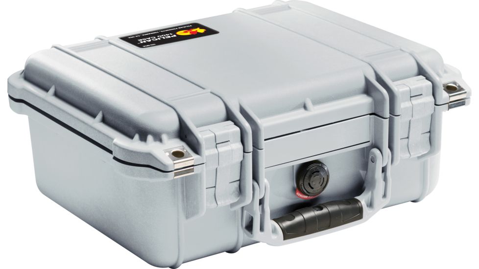 Pelican 1400 Small 13x11x6in Protector Waterproof Carry Case, Silver, No Foam