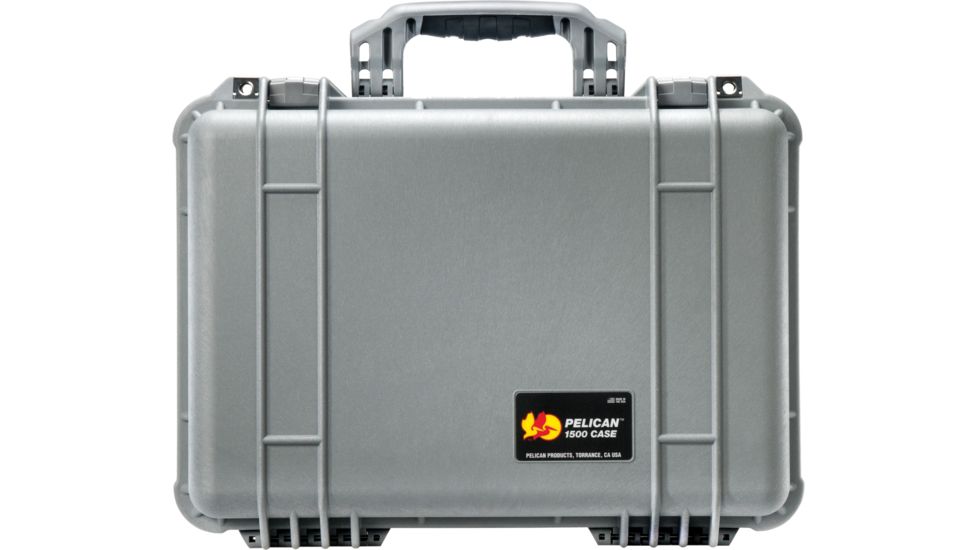 Pelican 1500NF Medium Crushproof Dry Case, 18.5x14x7in, Silver Protector - No Foam