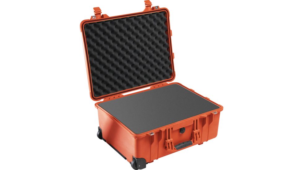 Pelican 1560 Large Crushproof Wheeled Dry Box, 22x18x10.4in, Orange w/Foam