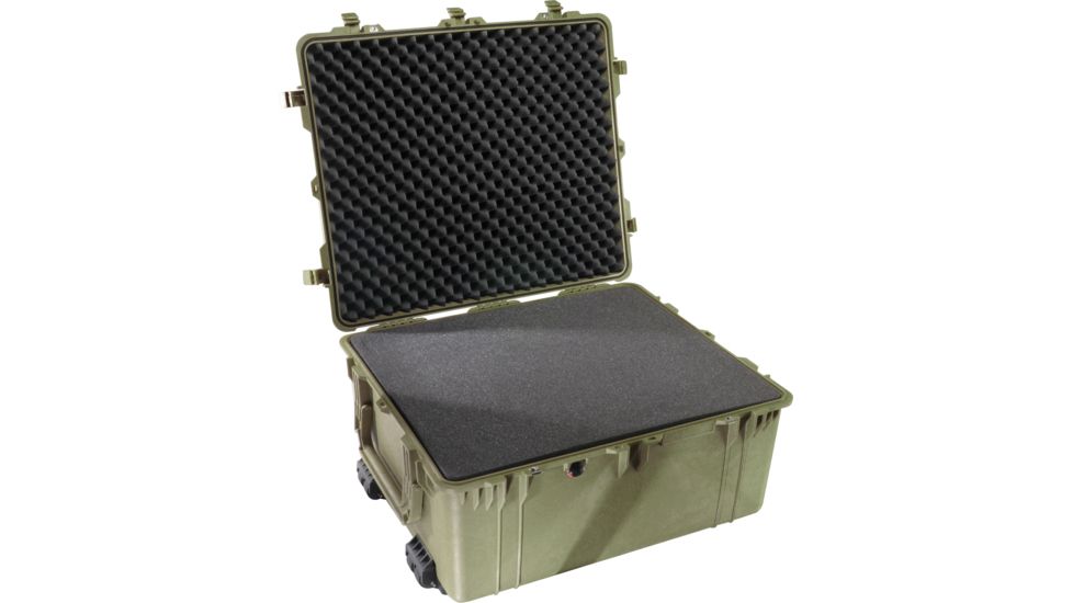 Pelican 1690 Transport Wheeled Crushproof Dry Box w/Foam, OD Green