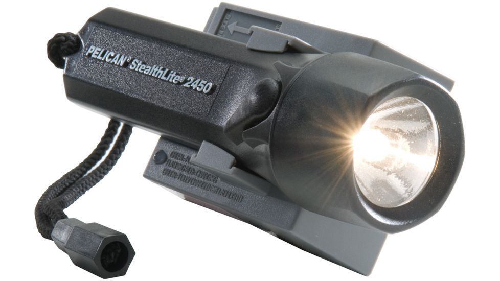 Pelican StealthLite Rechargeable 2450 Black Flashlight System with AC Fast Charger 2450ACF