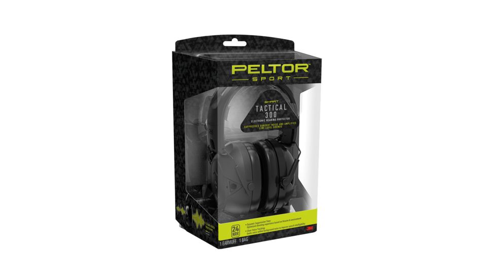 Peltor Sport Tactical 300 Electronic Hearing Protector, Black, TAC300-OTH