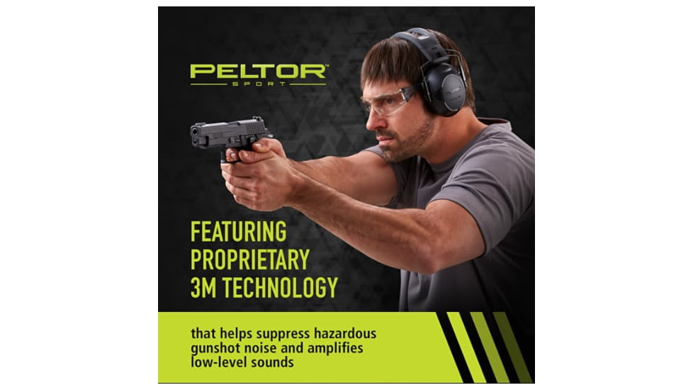 PELTOR Sport Tactical 500 Electronic Hearing Protection Ear Muffs. 26dB NRR, Bluetooth, Black, TAC500-NS-8