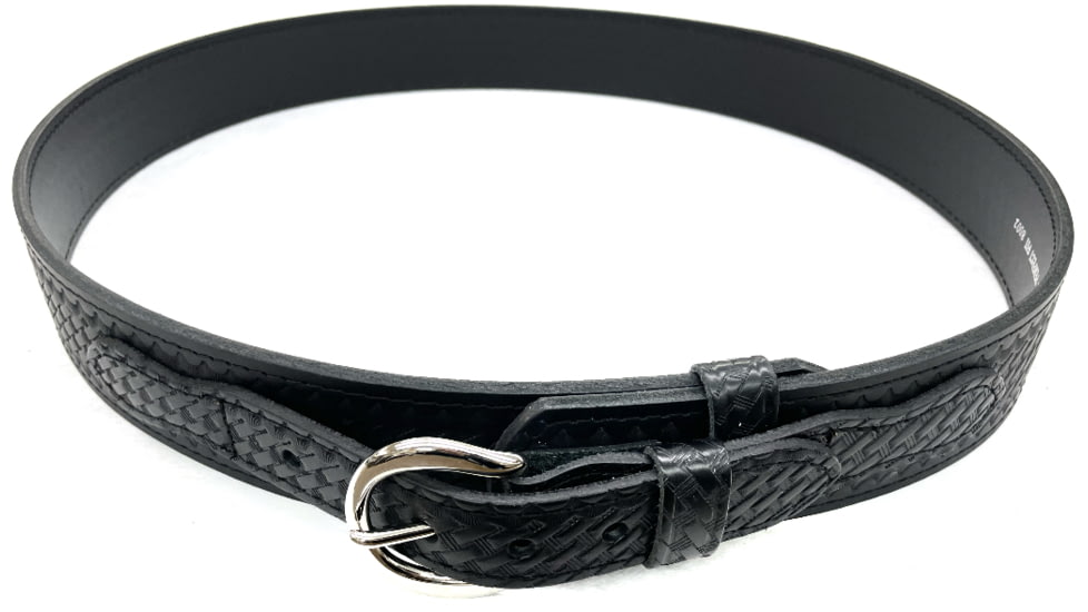 Perfect Fit 2.25in Leather Ranger Belt, Basket Weave, Chrome Buckle, Black, 44, 8002-BW-CH-44