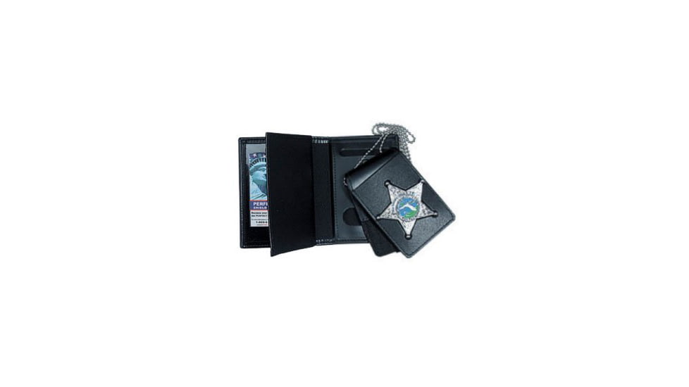 4-in-1 Dress Leather Badge &amp; Double ID Case w/ chain - 3.25''x5.00''