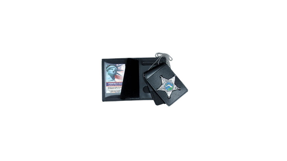 Four in One Dress Leather Badge &amp; ID Case w/ chain - 3.25''x5.00''
