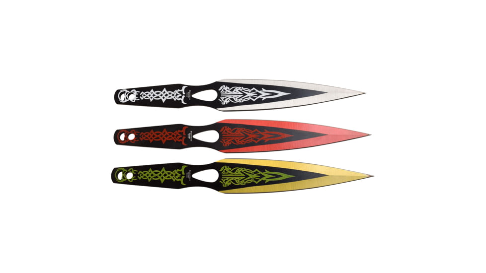 Perfect Point 2 Throwing Knives Set, 3Cr13 Stainless Steel Stainless Steel, White/Red/Yellow, PP-121-3