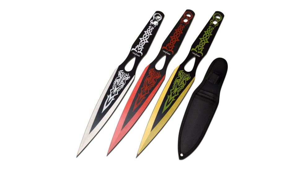 Perfect Point 2 Throwing Knives Set, 3Cr13 Stainless Steel Stainless Steel, White/Red/Yellow, PP-121-3