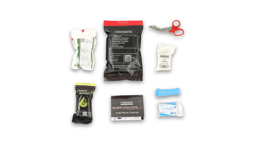 Premier Body Armor PBA Bleed Control Kit Standard Gauze, Black/Red, 9x6 inch, STAT-BC Kit 2.0