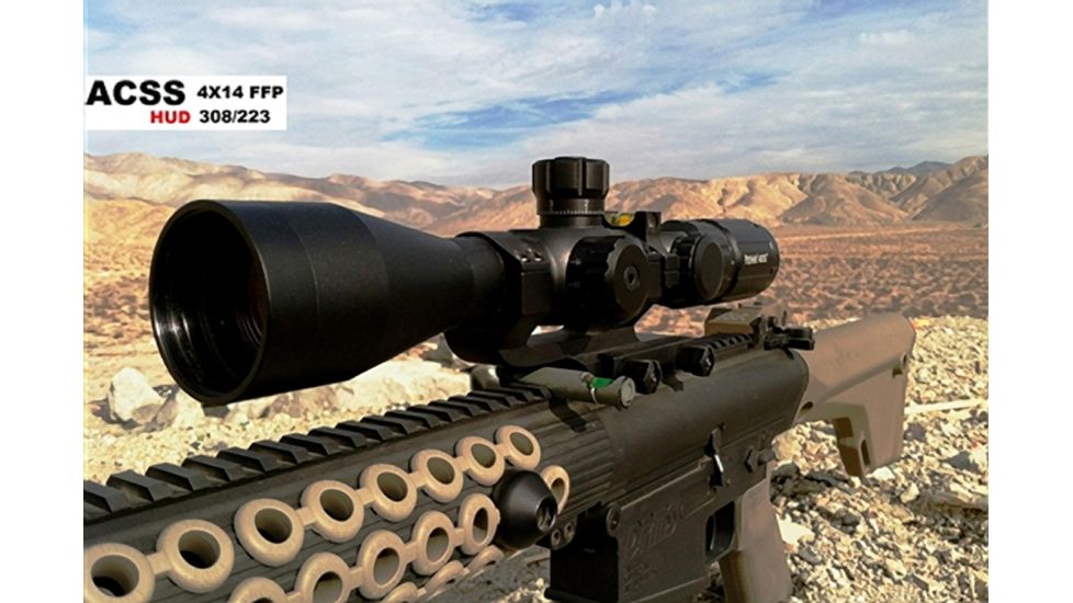 DEMO, Primary Arms SLx 4-14X44mm FFP ACSS Rifle Scope - ACSS HUD DMR .308/.223 Reticle, Black PA4-14XFFP308