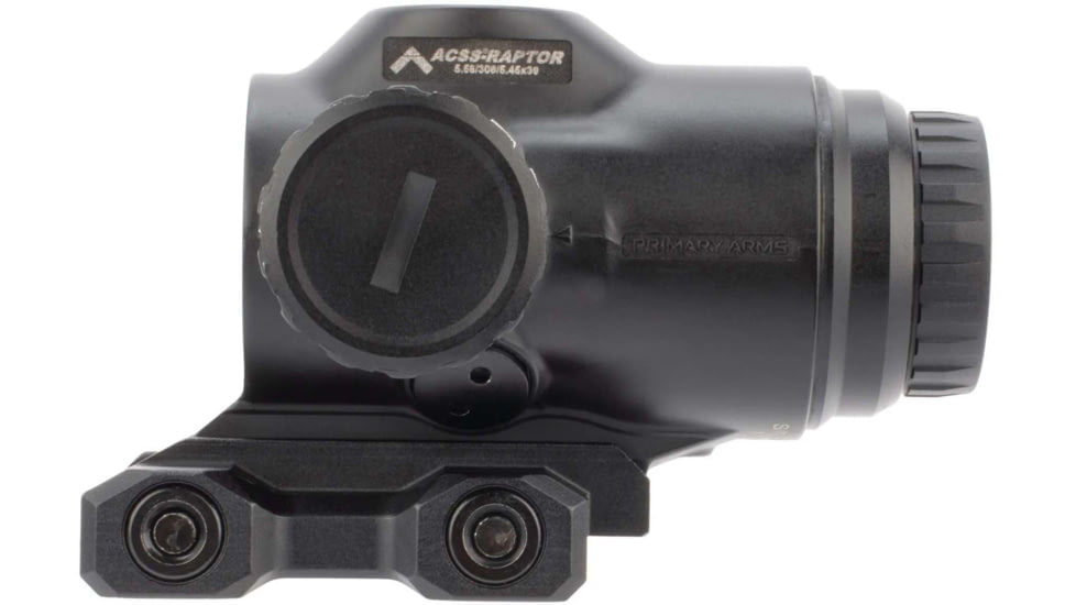 Primary Arms SLx 3X MicroPrism with Red Illuminated ACSS Raptor 5.56/.308 Reticle - Yard, Black, 710036