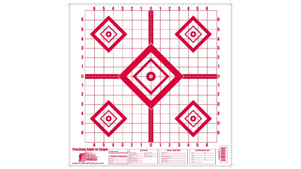 Pro-Shot Red Diamond Precision Sight In Heavy Paper Targets, 16x16in, Red, 10 Pack, SI-10PK