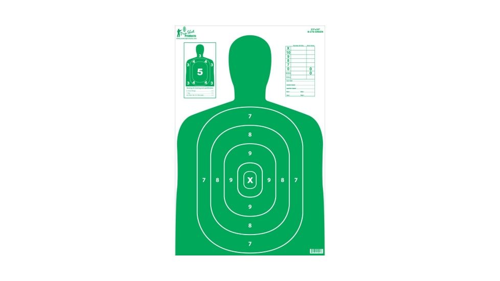 Pro-Shot B27 Silhouette Target-Pro Heavy Paper Targets, 23x35in, Green/White, 5 Pack, B-27E-GREEN-5PK