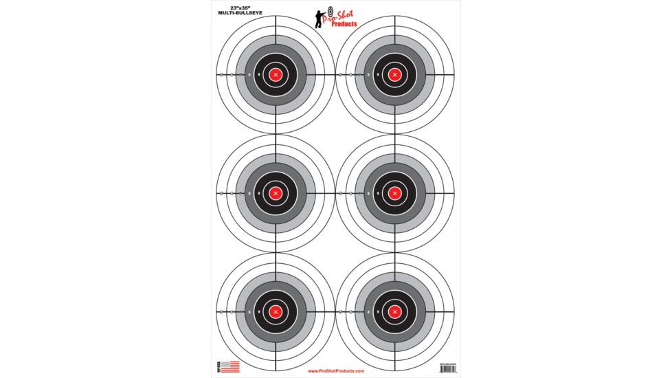 Pro-Shot Multi-Bullseye Heavy Paper Target, 23x35in, Multi, 5 Pack, Multi-Bullseye-5PK