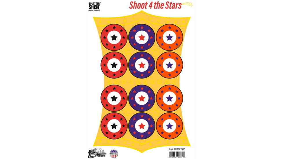 Pro-Shot Splatter Shot Game Series Shoot 4 The Stars Heavy Tag Paper Target, 12in x 18in, 8 Pack, GS-STARS-8PK
