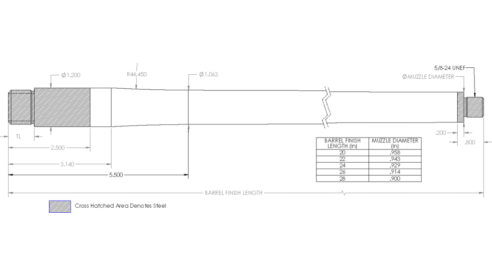Proof Research Impact Precision Pre-Fit Carbon Fiber Threaded Barrel, .300 PRC, Impact 737, Long Action, 24 inch, 5/8x24 Thread, 1-9 Twist, Sendero Profile, Graphite/Sliver, 129524