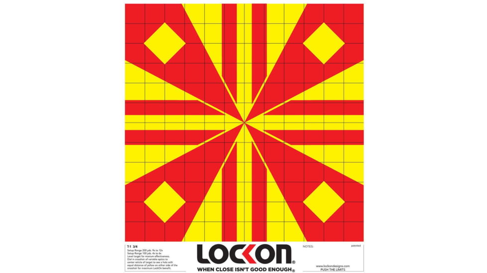 ProShot LockOn T-1 3/4 Low Power Optic Sight-In Target, 12in x 12in Target Area, Yellow/Red, 10 Pack, T-1 3/4-10