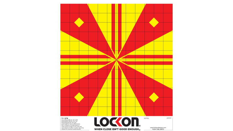 ProShot LockOn T-1 5/16 High Power Optic Sight-In Target, 12in x 12in Target Area, Yellow/Red, 10 Pack, T-1 5/16-10