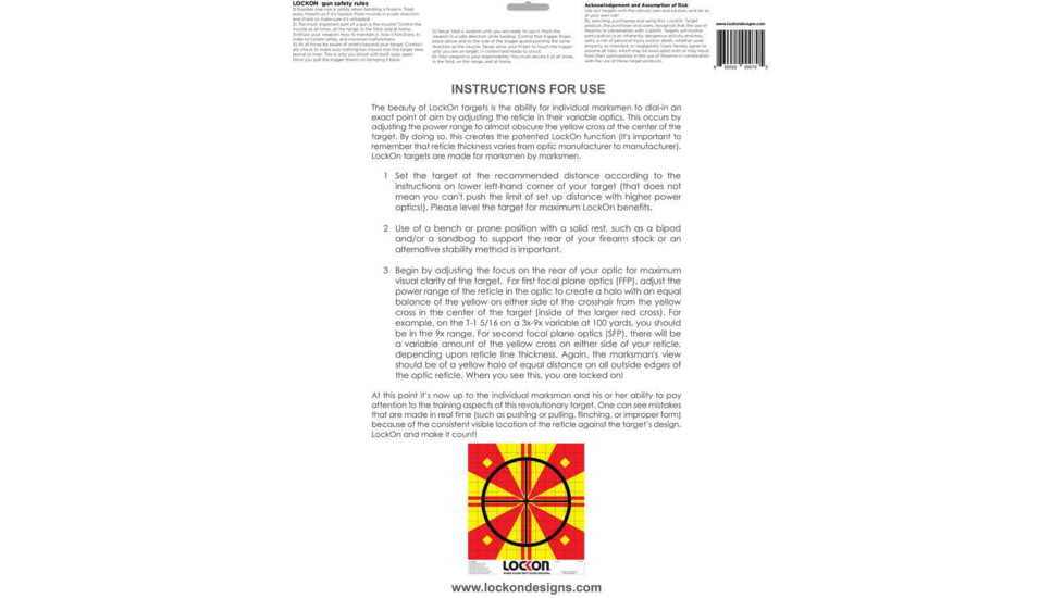 ProShot LockOn T-1 5/16 High Power Optic Sight-In Target, 12in x 12in Target Area, Yellow/Red, 10 Pack, T-1 5/16-10