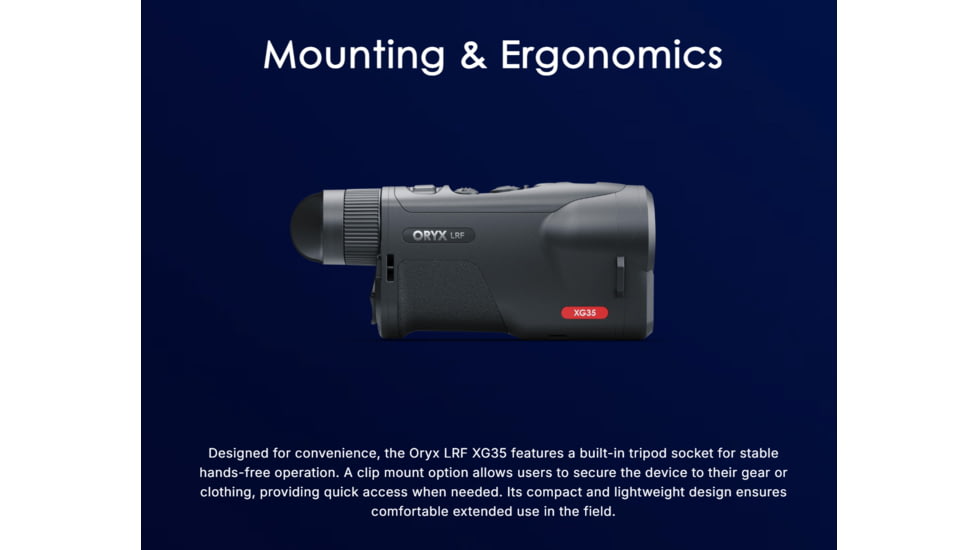Pulsar Oryx LRF XG35 Thermal Monocular, 2.5-20xF35mm/1.0 30mm Tube, 50 Hz, 640x480, Black, PL77504