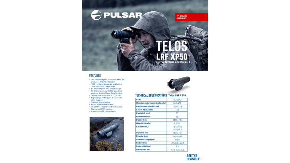 Pulsar Telos LRF XP50 Thermal Monocular, PL77492