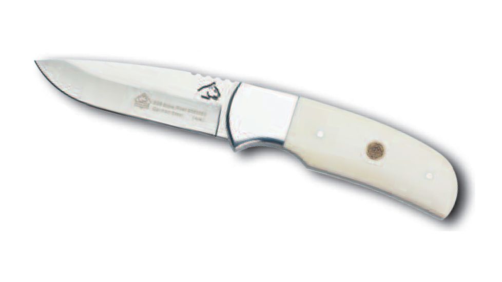 Puma Knives Snow River Fixed Blade Knife,3.5in Steel Drop Point Blade,White Smooth Bone Scales 6581080