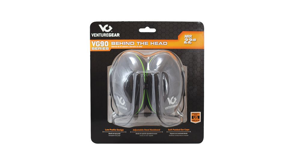 Pyramex VentureGear PM9010 Ear Muffs NRR 22db Blue With Green Trim Clampacked