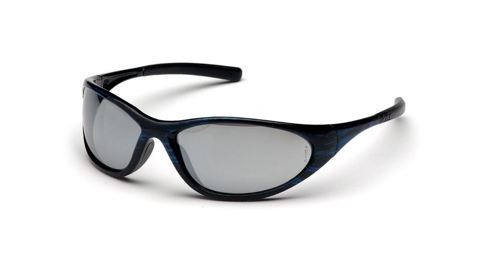 Pyramex Zone II Safety Glasses - Silver Mirror Lens, Blue Wood Frame SBW3370E