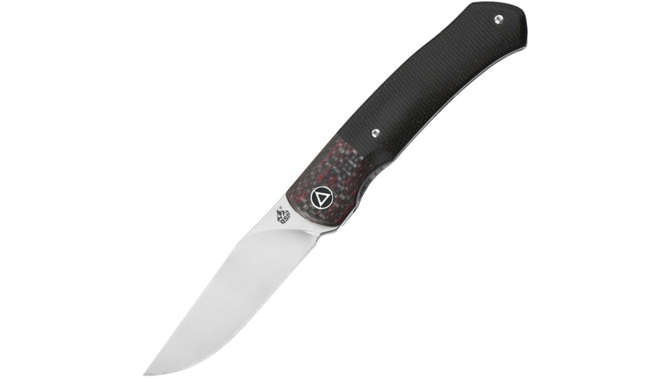 QSP Knife Gannet Linerlock Black Folding Knife, 3.38 satin finish 154CM stainless blade, Black linen micarta handle, QS137-A