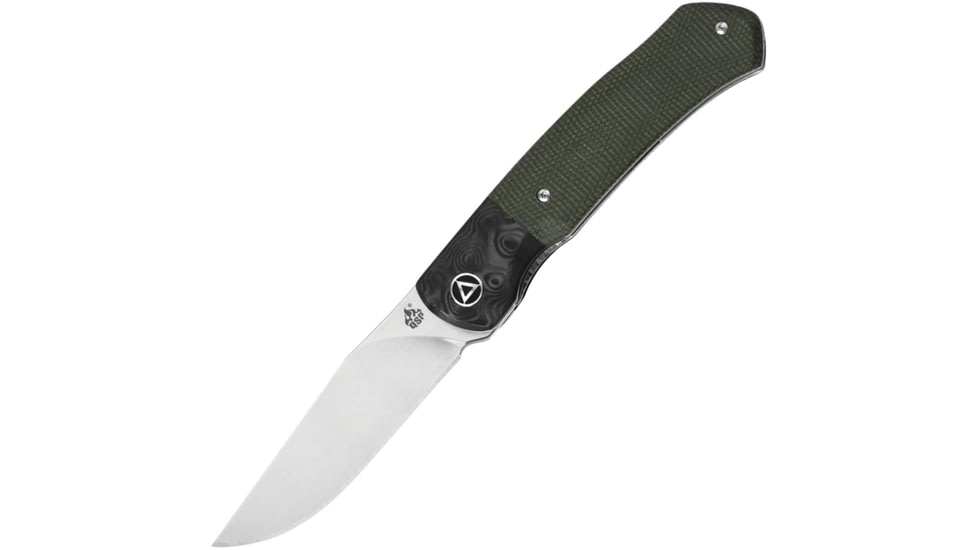 QSP Knife Gannet Linerlock Green Folding Knife, 3.38 satin finish 154CM stainless blade, Green linen micarta handle, QS137-C