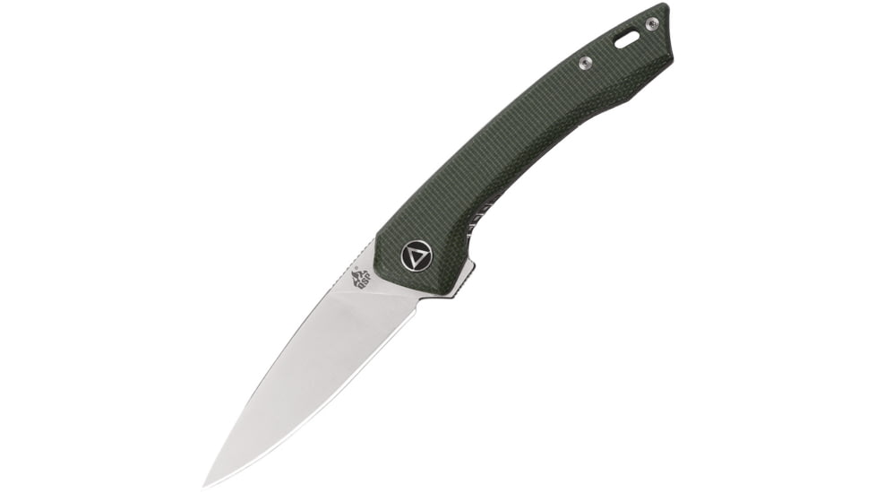 QSP Knife Leopard Linerlock Green Folding Knife, 3 satin finish 14C28N Sandvik stainless blade, Green linen micarta handle, QS135-C