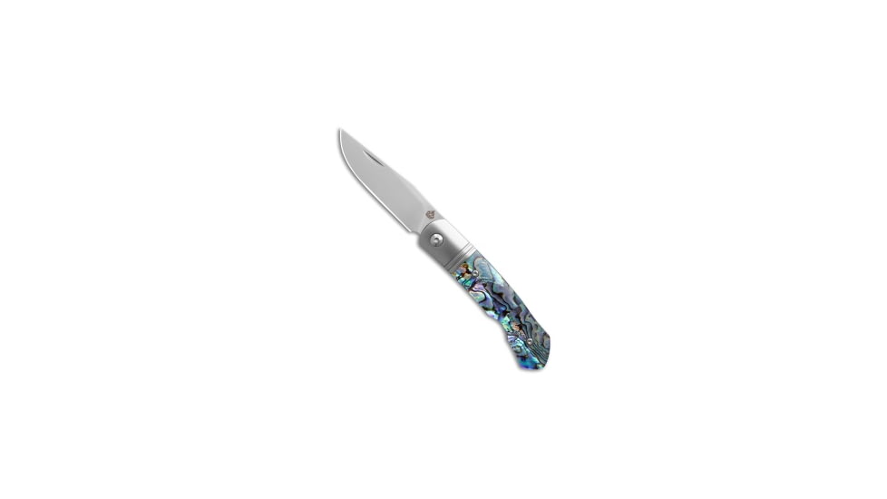 Qsp QSP Heron Slip Joint Knife Abalone + Stainless Steel Bolsters 2.75" Satin, Blue/Green, Nitro-V, adult, BHQ-235587