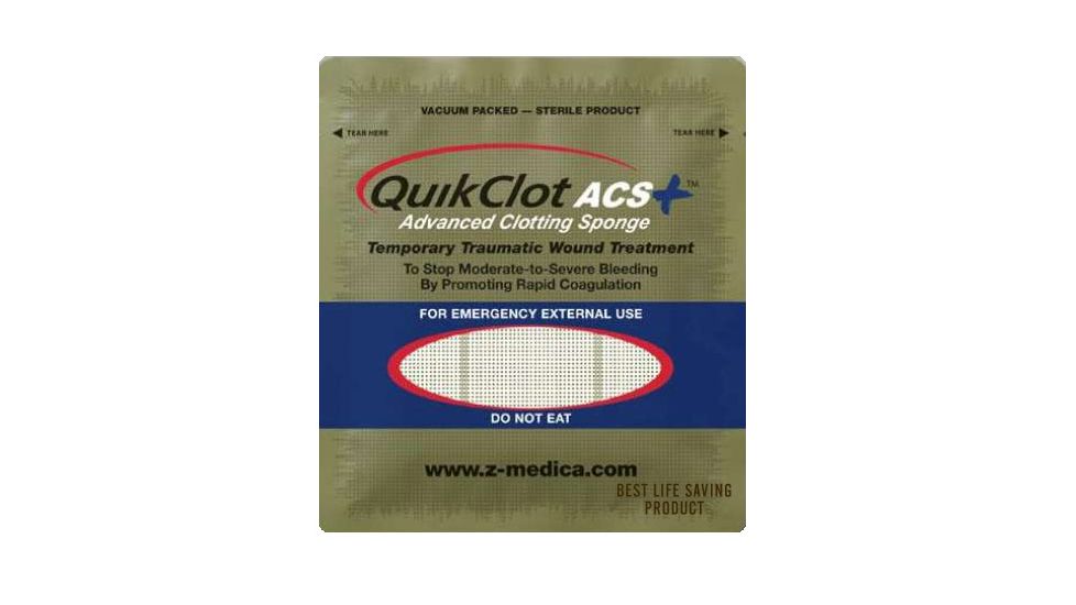 QuikClot ACS+ Advanced Clotting Sponge First Aid Hemostatic Agent 3.5oz 100g, 1-Pack, 100-EA