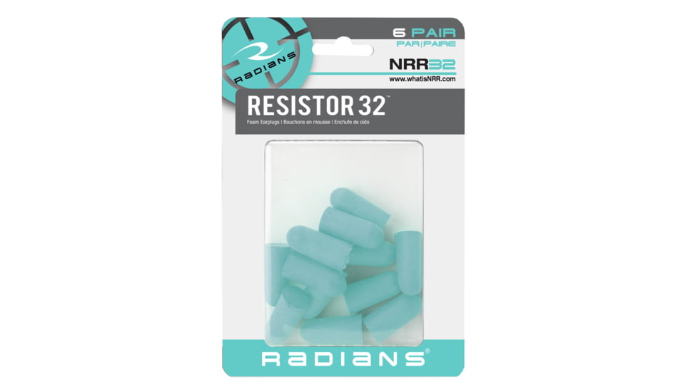 Radians Resistor32 Foam Earplugs 6 Pr, Aqua, FP70ABP6