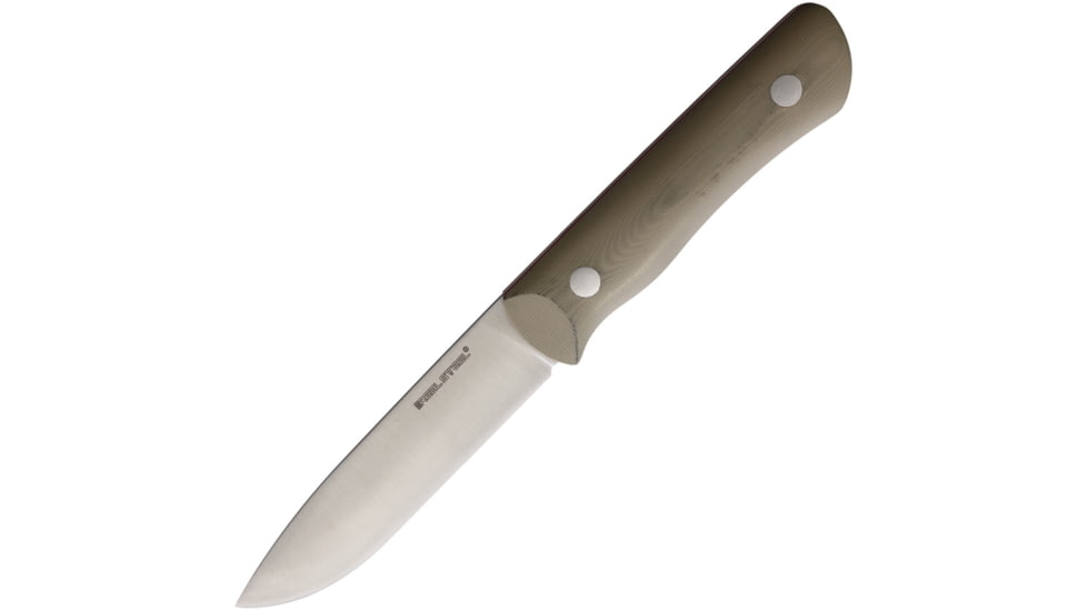 Real Steel Bushcraft III Convex Coyote Knife, 4 satin finish D2 tool steel blade, Coyote tan G10 handle, 3726C
