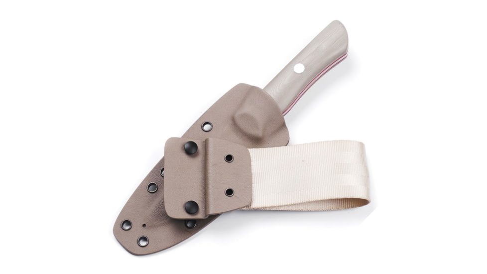 Real Steel Bushcraft III Coyote Fixed Blade Knife, 8.5in Overall, 4in Satin D2 Tool Steel Blade, Coyote Tan G10 Handle, Belt Adapter, Coyote Brown Kydex Belt Sheath, Coyote tan, 3726