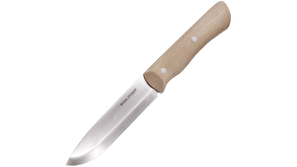 Real Steel Bushcraft III Coyote Fixed Blade Knife, 8.5in Overall, 4in Satin D2 Tool Steel Blade, Coyote Tan G10 Handle, Belt Adapter, Coyote Brown Kydex Belt Sheath, Coyote tan, 3726