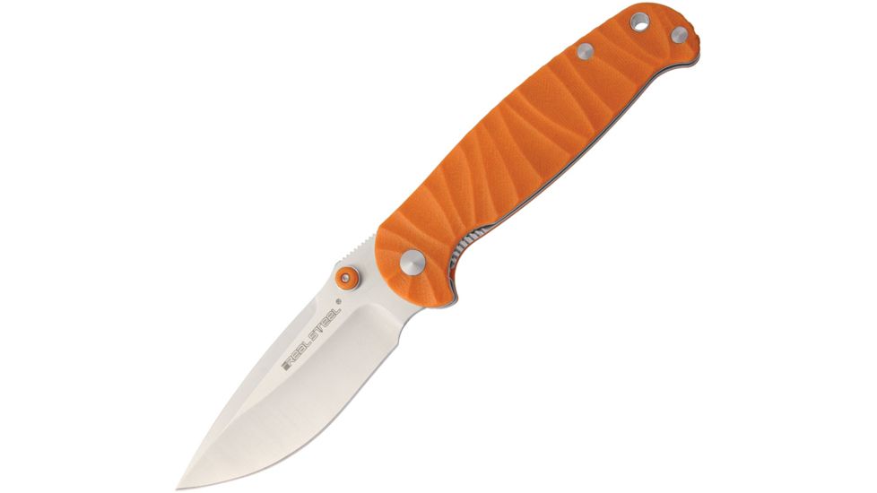 Real Steel H6 Special Edition II Folding Knife,3.75in,Sandvik 14C28N Steel,Satin,Orange,G10 Handle RS7781